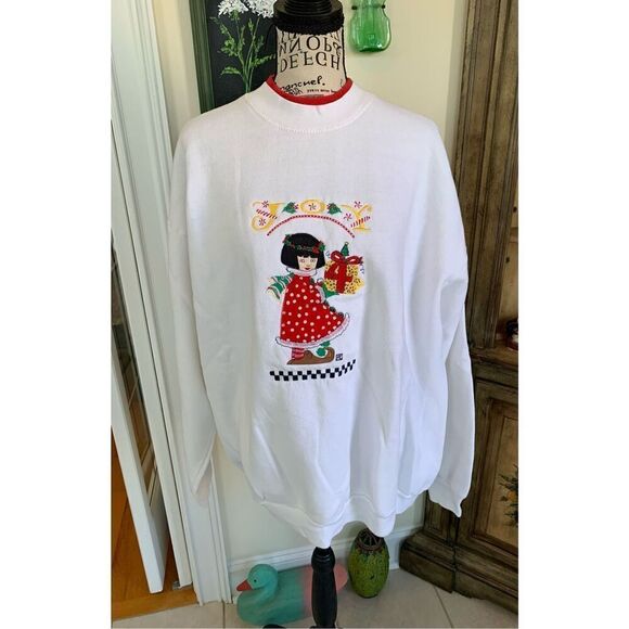 Vintage 90s Mary Engelbreit Artist Christmas Sweatshirt - Picture 7 of 7